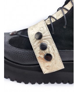 Pin Me Boots In Black & Silver